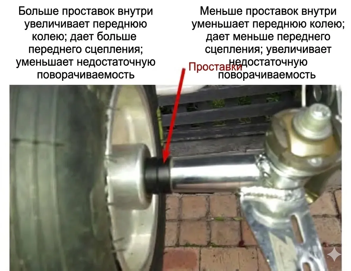 Регулировки передней части влияют на поведение карта на входе в поворот.