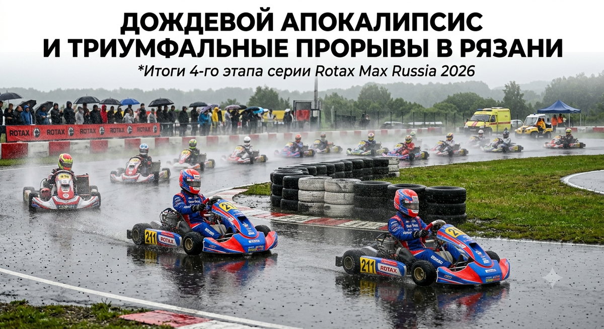 Дождевой апокалипсис и триумфальные прорывы в Рязани: Итоги 4 этап серии Rotax Max Russia 2026