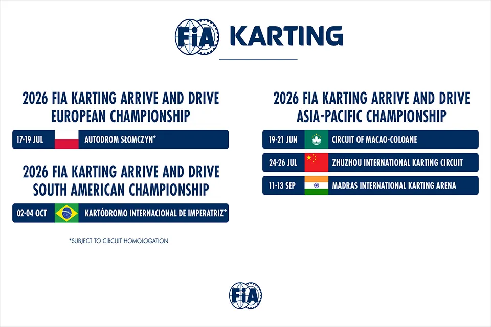 Обновленный календарь FIA Karting Arrive and Drive 2026: доступность в приоритете